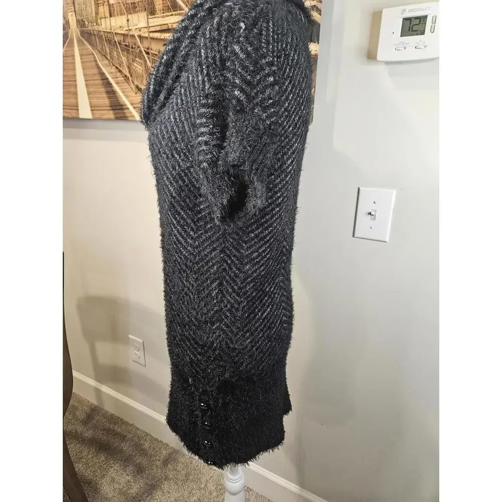 Candie's Fuzzy & Cozy Herringbone Knit Sweater Dress Size L H16 - Picture 2 of 7